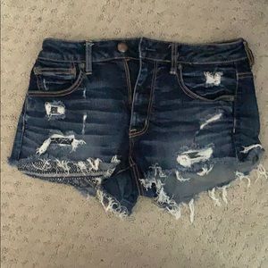 american eagle hi-rise festival denim shorts